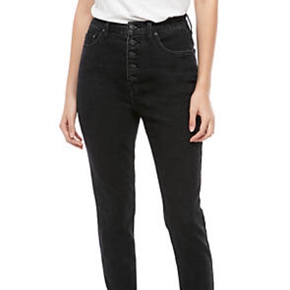 FREE PEOPLE Crvy Mardi High Rise Skinny NWT 29 Blk - Picture 5 of 12